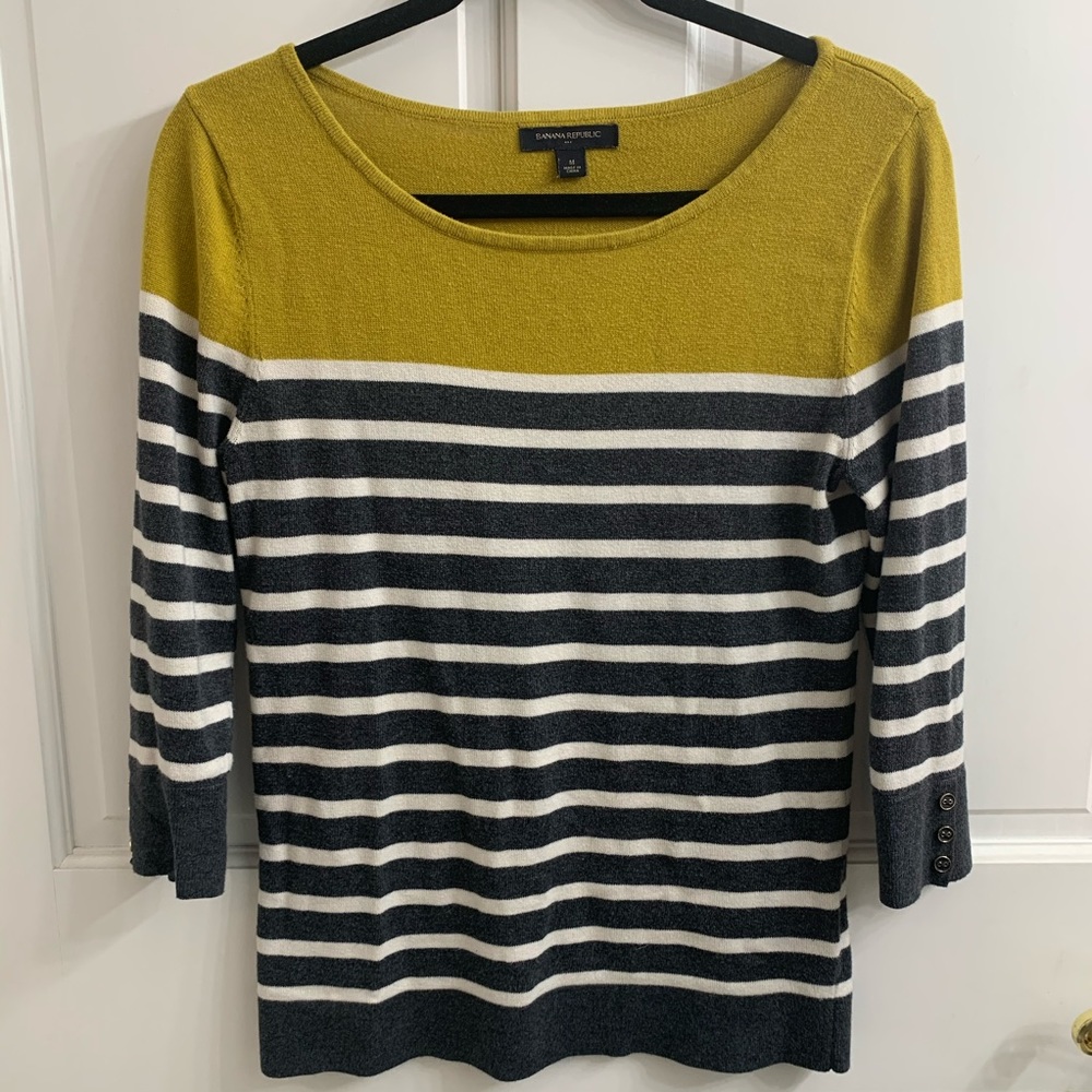 BANANA REPUBLIC 3/4 sleeve striped sweater size M